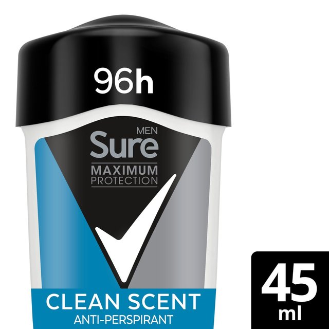 Sure Men Maximum Protection Clean Scent Cream Anti-Perspirant Deodorant   45ml GOODS M&S   