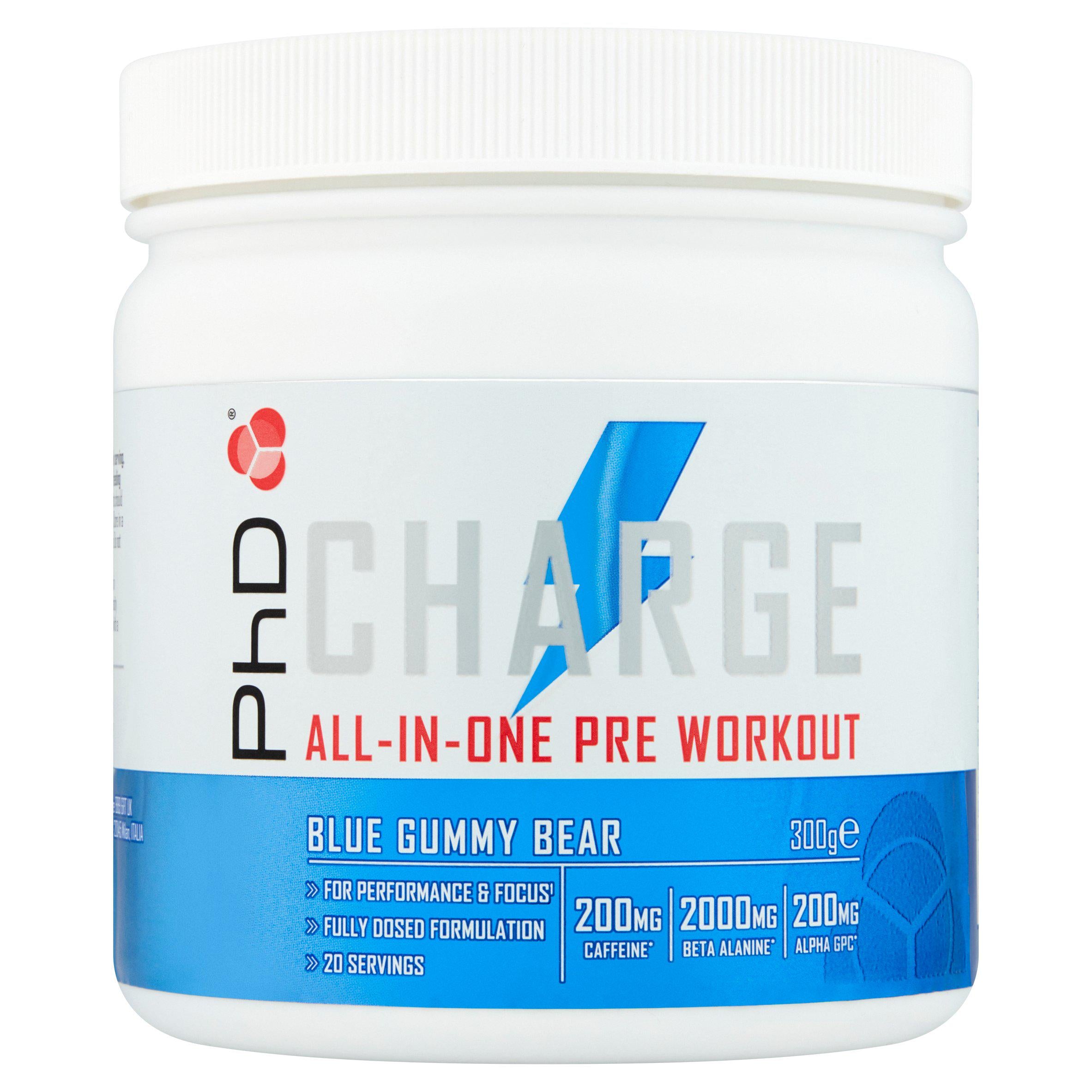 PhD Charge All In One Blue Gummy Bear Pre Workout 300g GOODS Sainsburys   