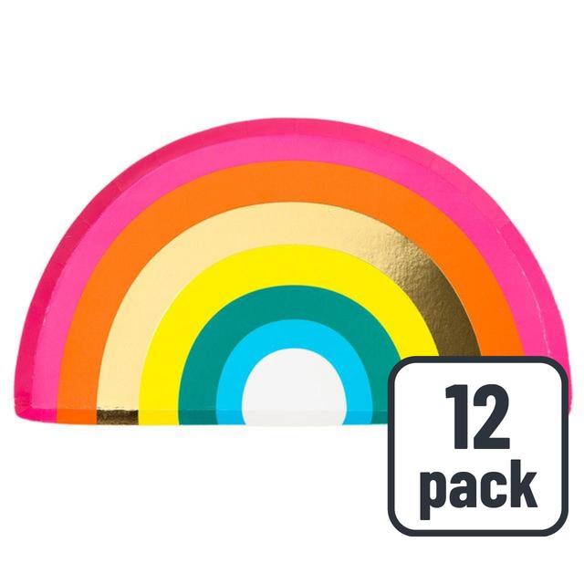 Rainbow Paper Party Plates   12 per pack