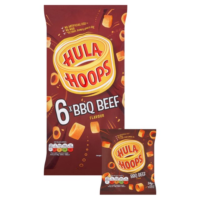 Hula Hoops BBQ Beef Multipack Crisps   6 per pack GOODS M&S   