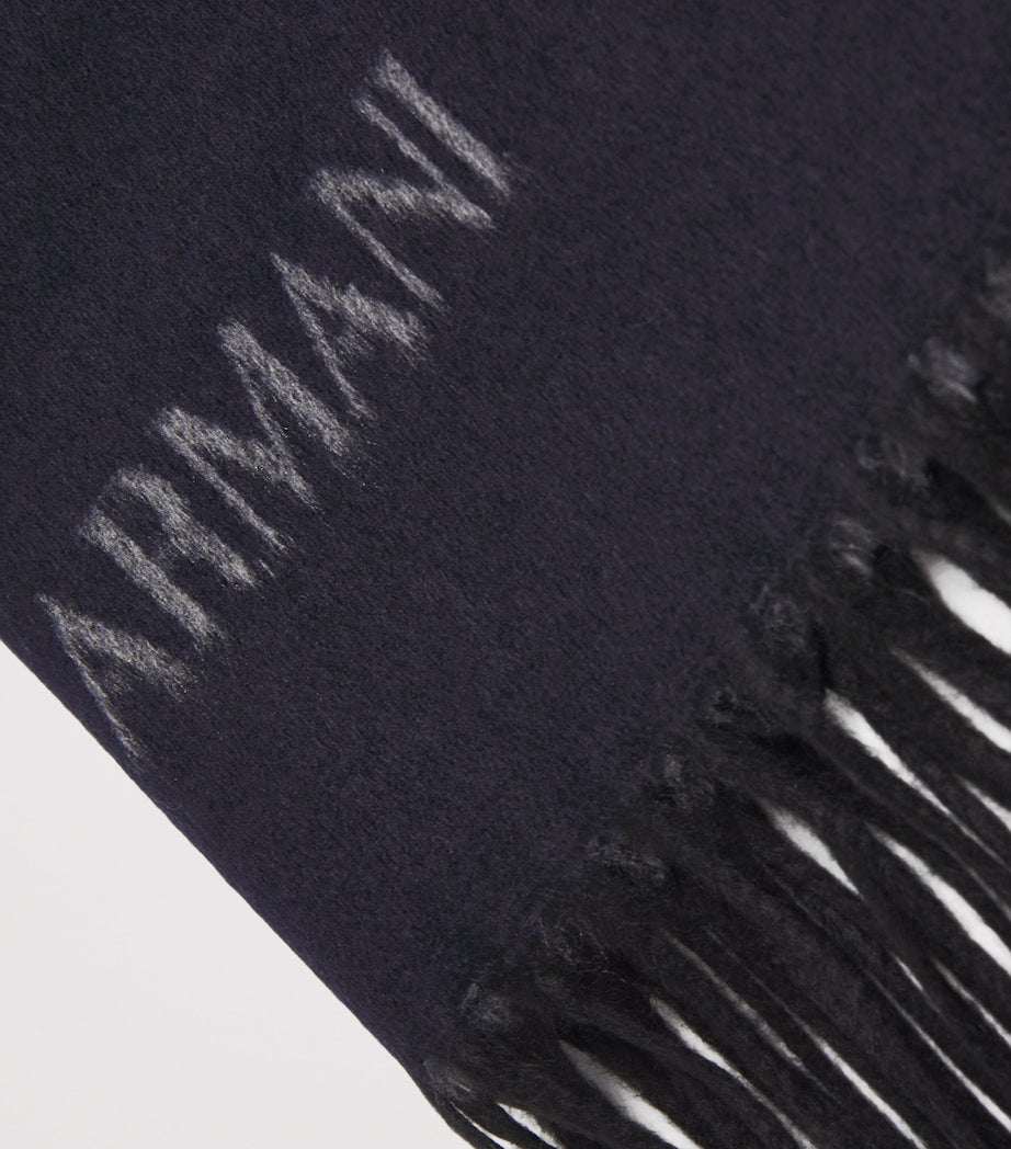 Giorgio Armani silk-cashmere fringe scarf 184cm x 40cm, UK version