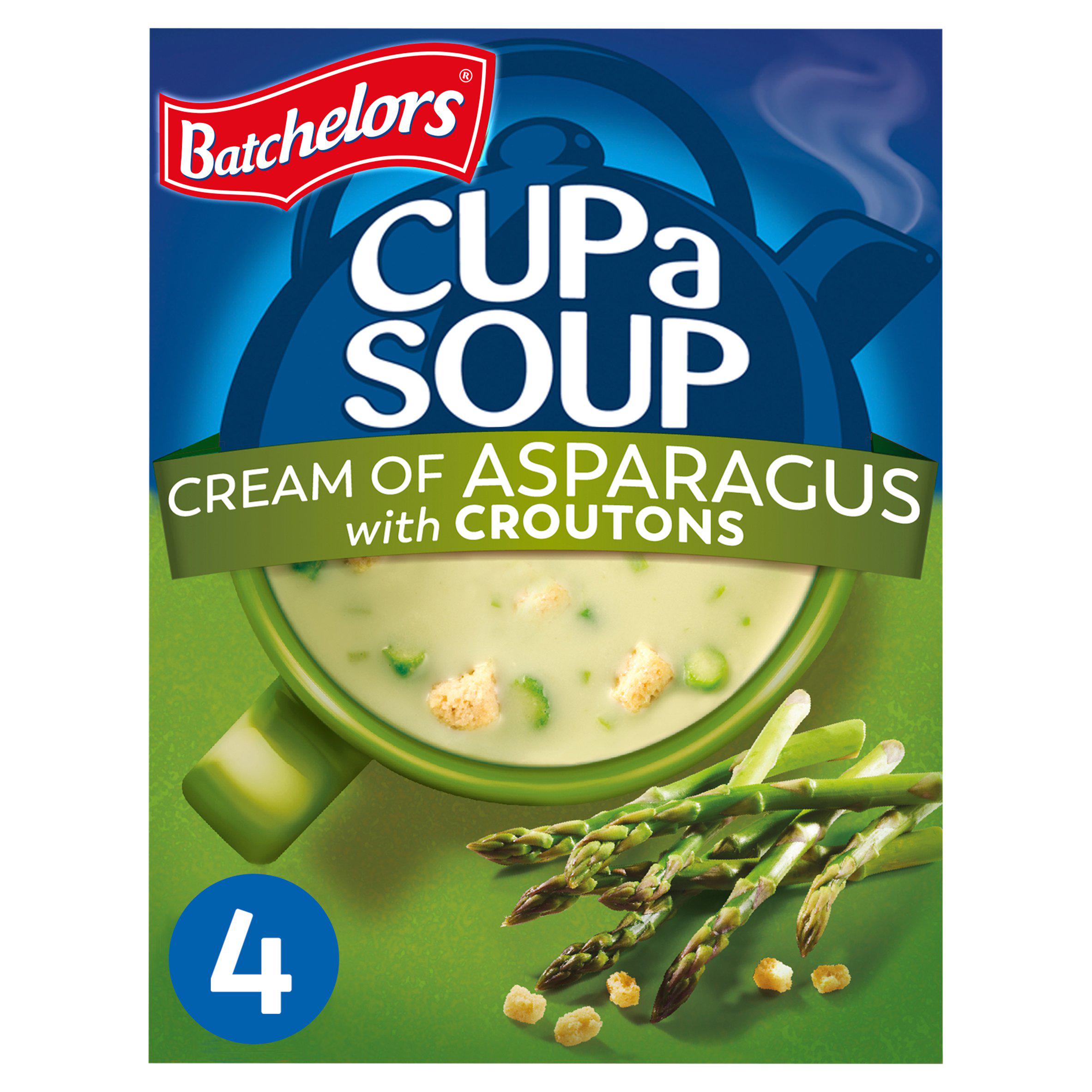 Batchelors Cup a Soup, Cream of Asparagus with Croutons x4 117g Soups Sainsburys   