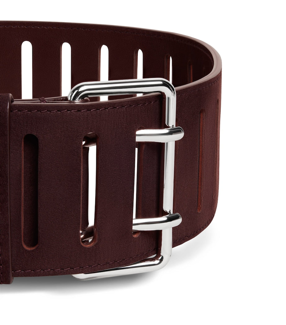 Alaïa nubuck leather belt rectangular buckle 6cm, UK version
