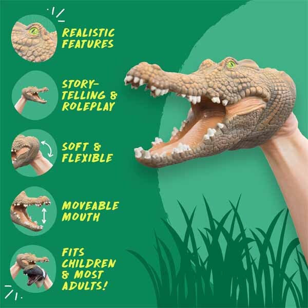 Wild Thingz crocodile hand puppet with realistic features (British brand)