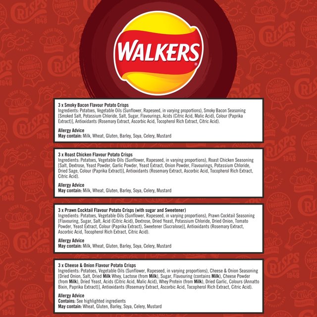 Walkers Meaty Variety Multipack Crisps   12 per pack GOODS M&S   