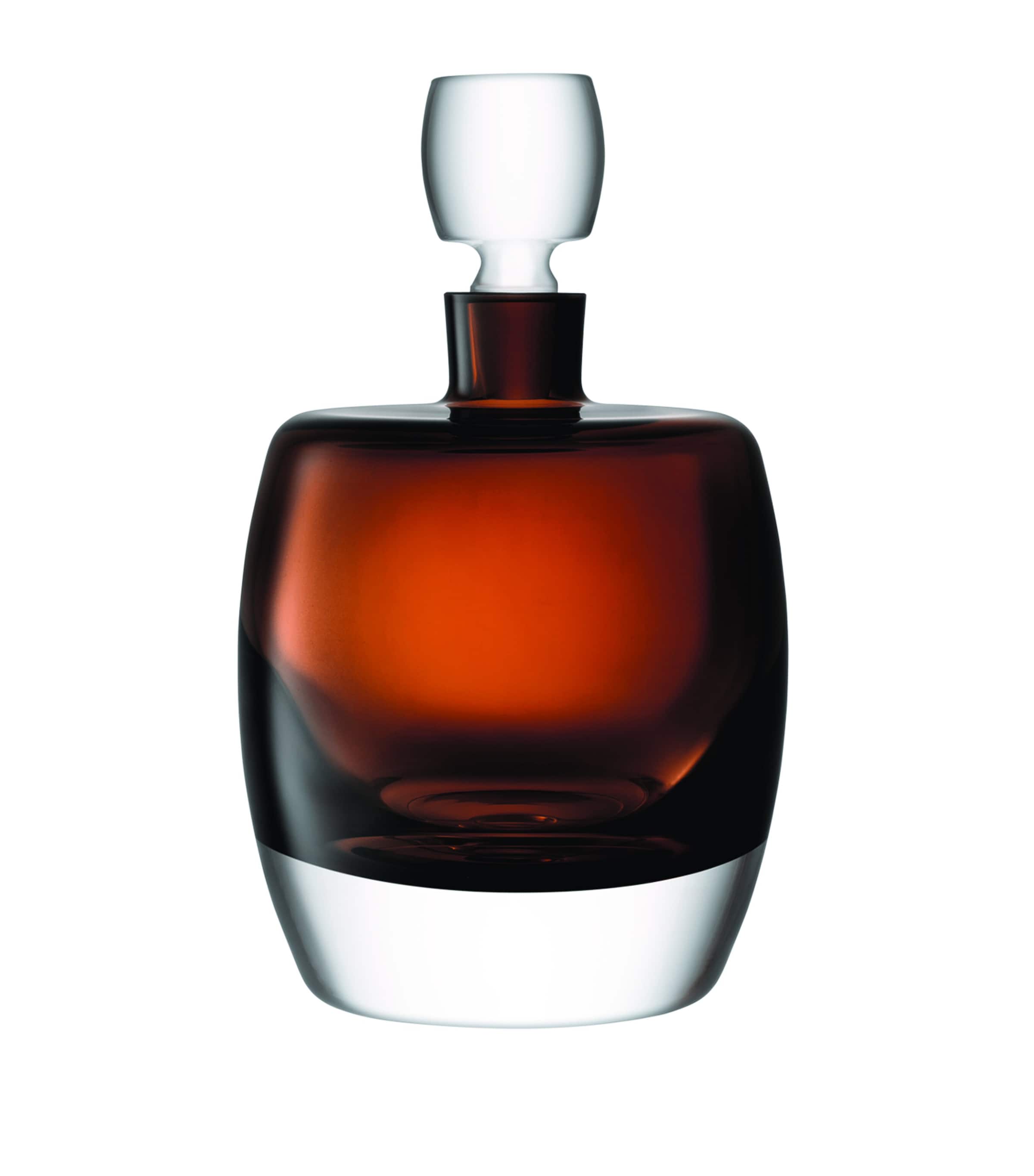 LSA International brown glass whisky decanter with hand-ground stopper, UK version