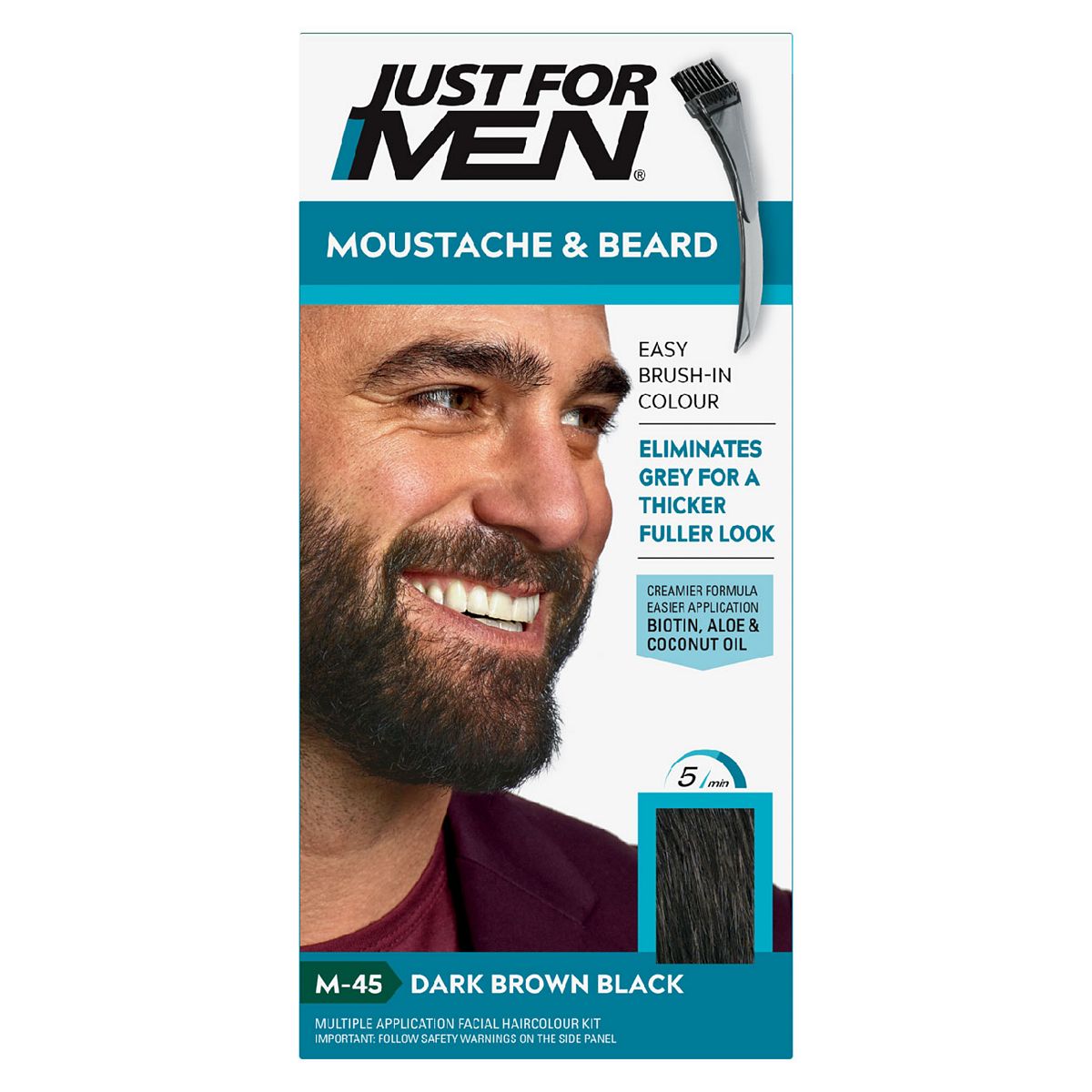 Just For Men Moustache & Beard Brush-In Colour Gel, Dark Brown - Black GOODS Boots   