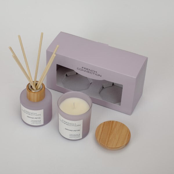 French Connection Orchid Petal diffuser and candle gift set, UK version