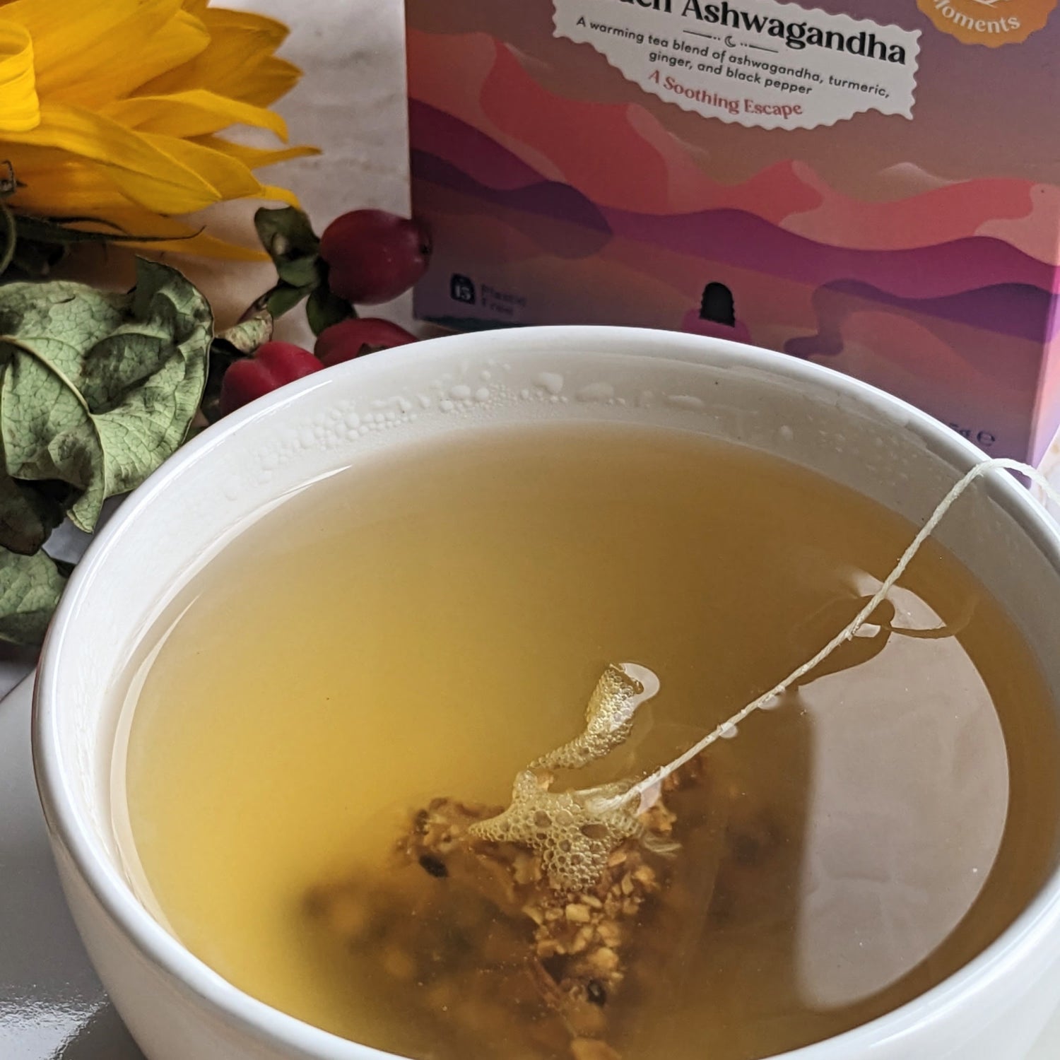Golden Ashwagandha turmeric ginger black pepper tea bags - British product