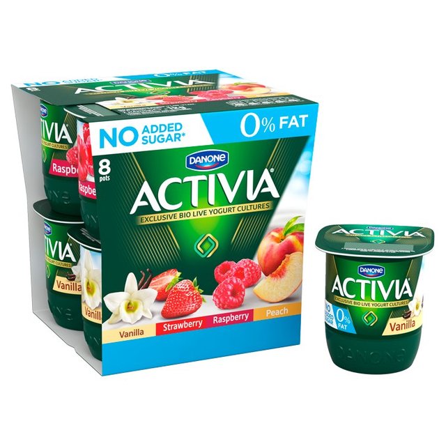 Activia Strawberry Raspberry Cherry & Blueberry No Added Sugar Fat Free    8 x 115g GOODS M&S   