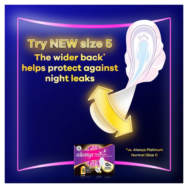 Always Platinum Sanitary Pads Night (Size 3) Wings   8 per pack