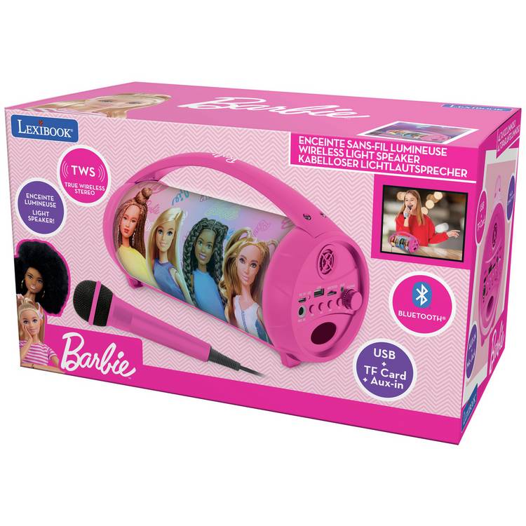 Lexibook Barbie speaker with lights and microphone, imported from the UK