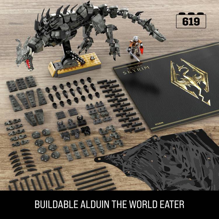MEGA Skyrim Alduin the World Eater building kit 619-piece, imported from the UK