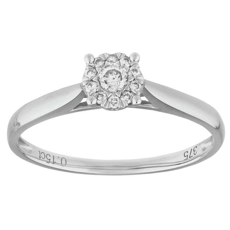 Revere 9ct White Gold 0.15ct Diamond Engagement Ring - P