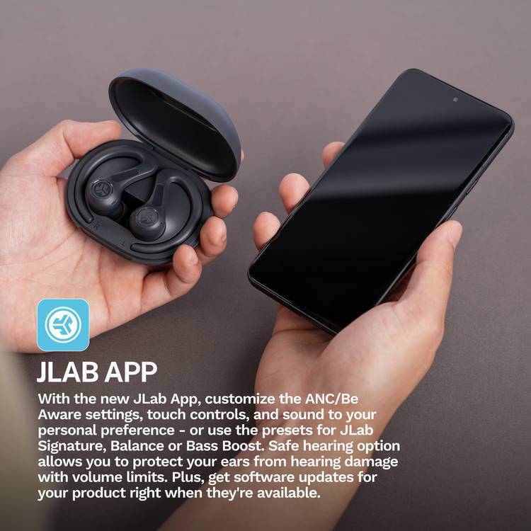 JLab JBuds Sport ANC 4 true wireless earbuds Graphite (British brand)