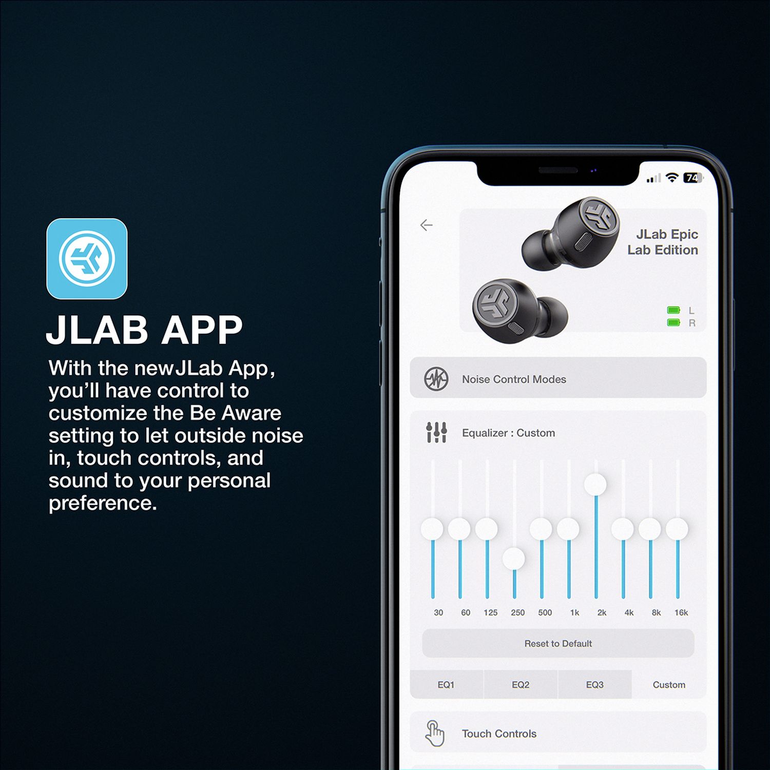JLab Epic Lab Edition true wireless earbuds Black, UK version
