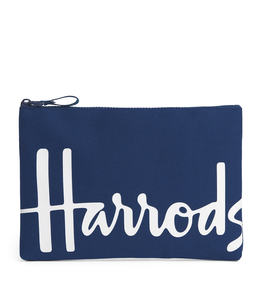 Harrods medium cotton logo pouch, UK version