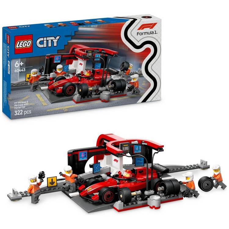 LEGO City F1 pit stop Ferrari car 322 pieces, imported from the UK