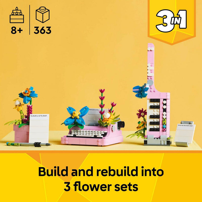 LEGO Creator 3in1 typewriter with flowers building toy - (British brand)