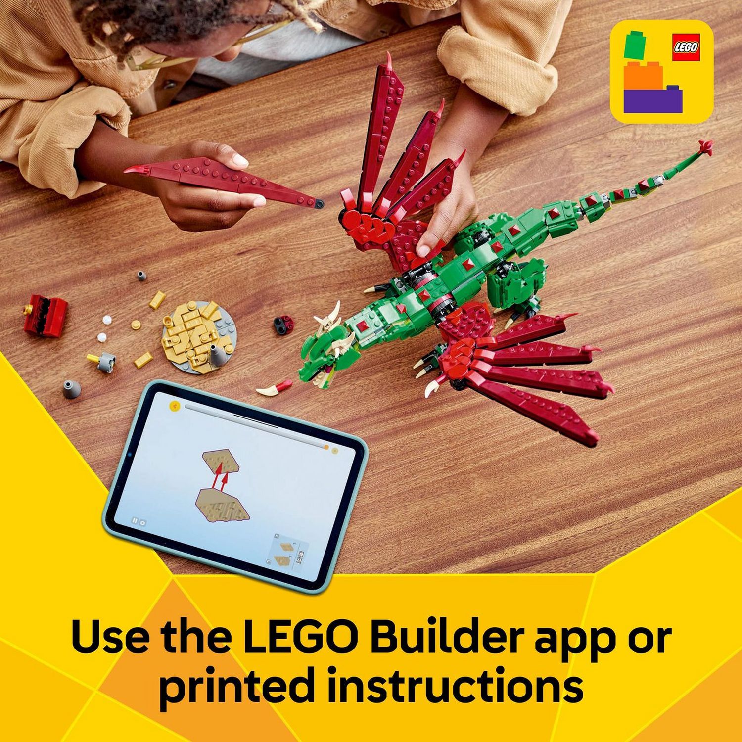 LEGO Creator Medieval Dragon building set with 715 pieces, UK version