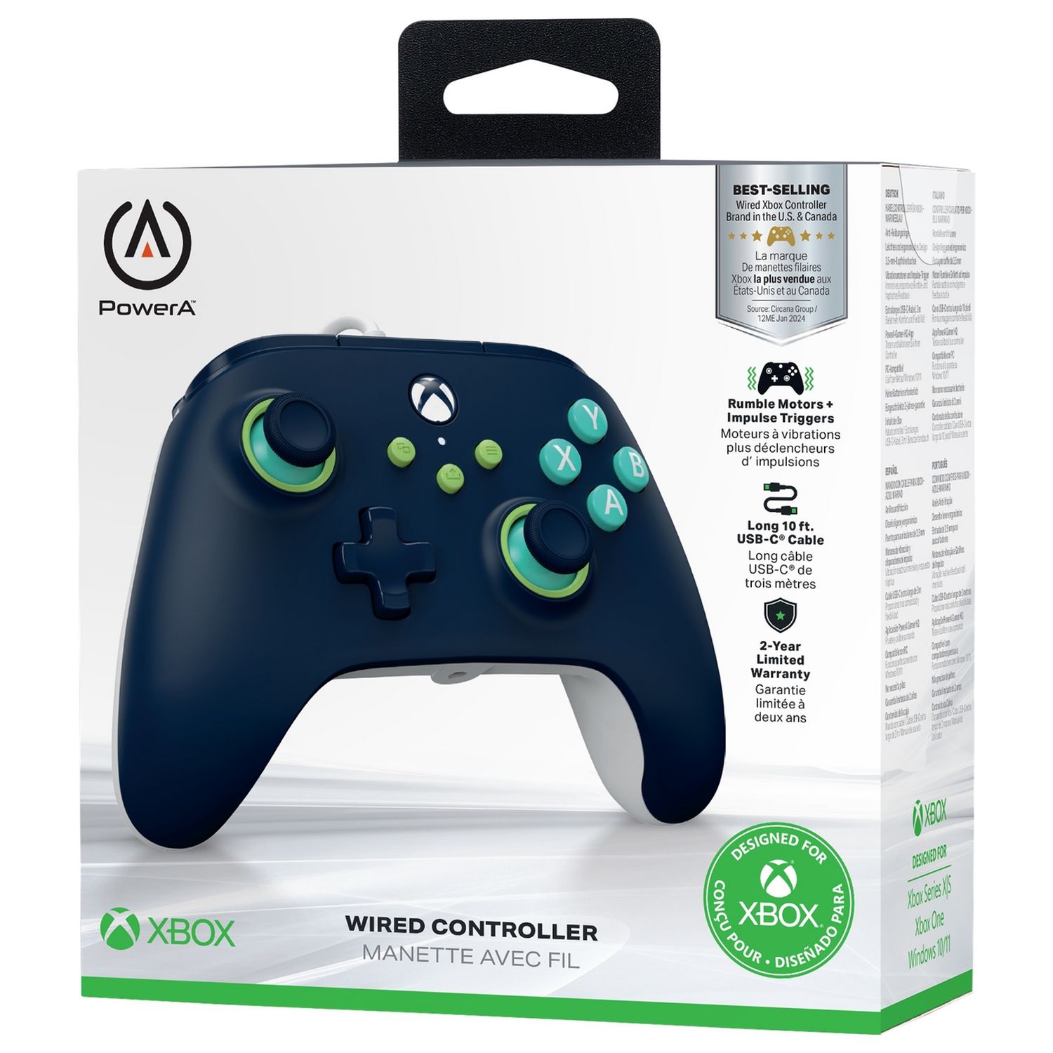 PowerA Xbox wired controller Mariner Blue, imported from the UK