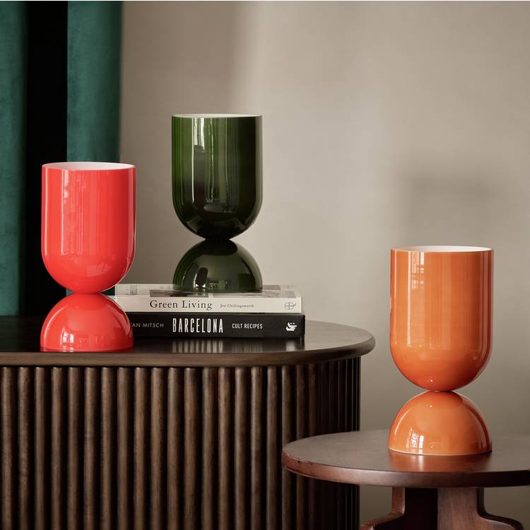 Habitat retro green glass table lamp, imported from the UK