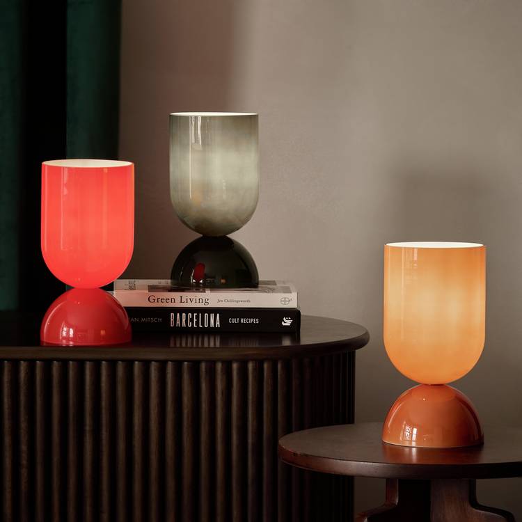 Habitat retro green glass table lamp, imported from the UK