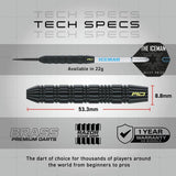 Red Dragon Gerwyn Price Iceman brass darts set 22g, imported from the UK