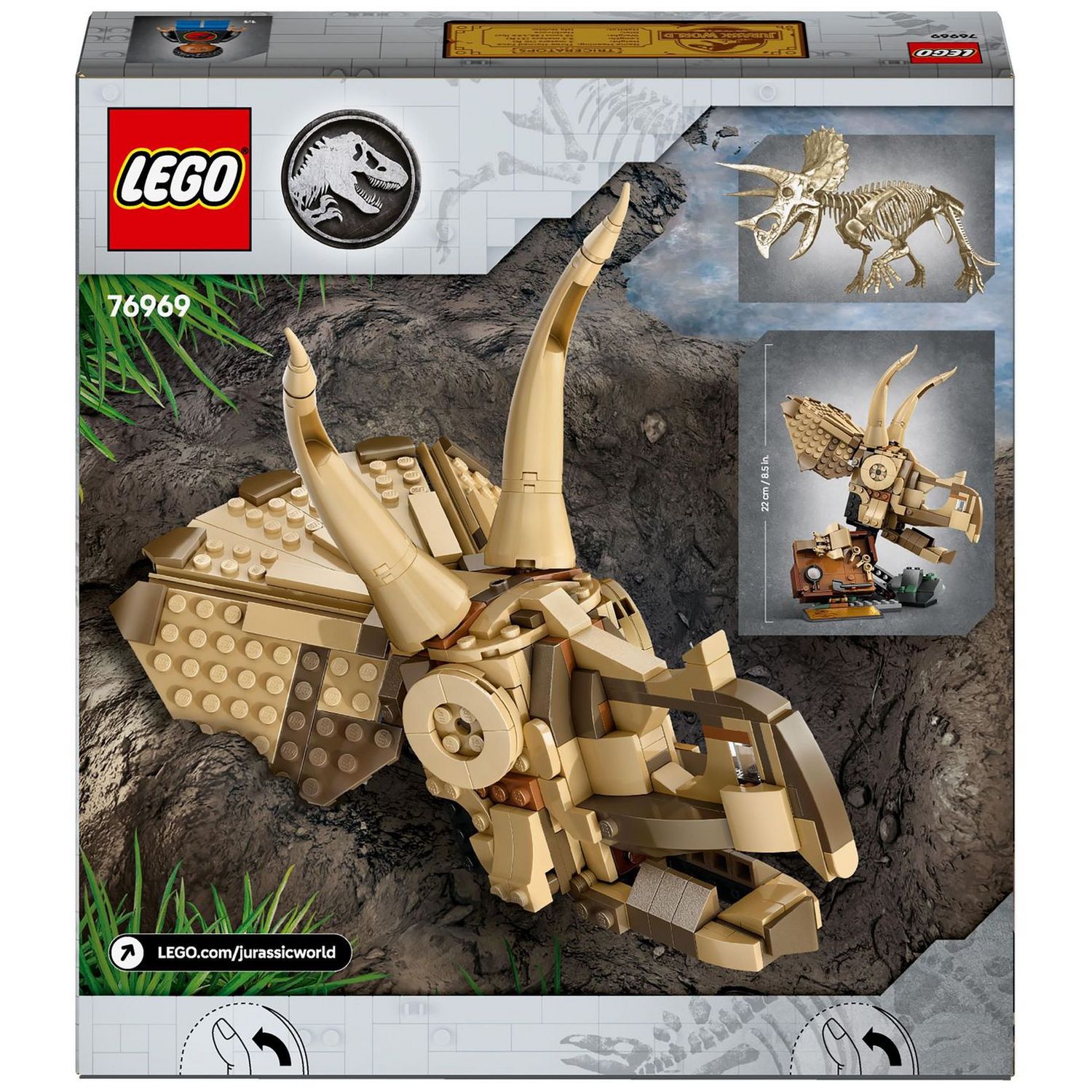 LEGO Jurassic World Triceratops Skull fossil building toy, UK version