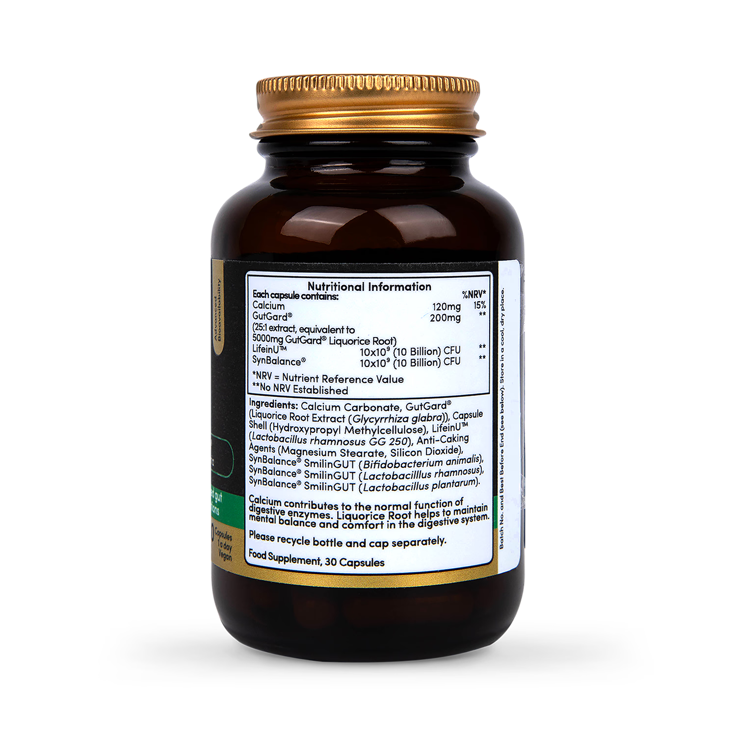 Digestive Health Supplement with Probiotics and Liquorice Extract 30 Capsules