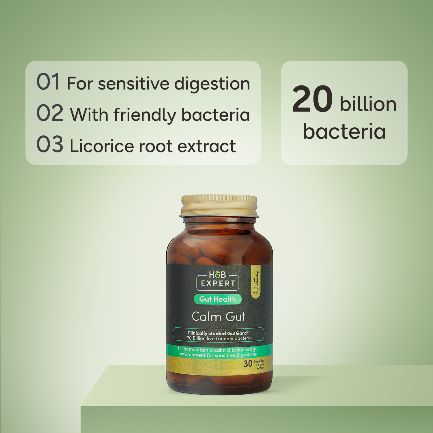 Digestive Health Supplement with Probiotics and Liquorice Extract 30 Capsules