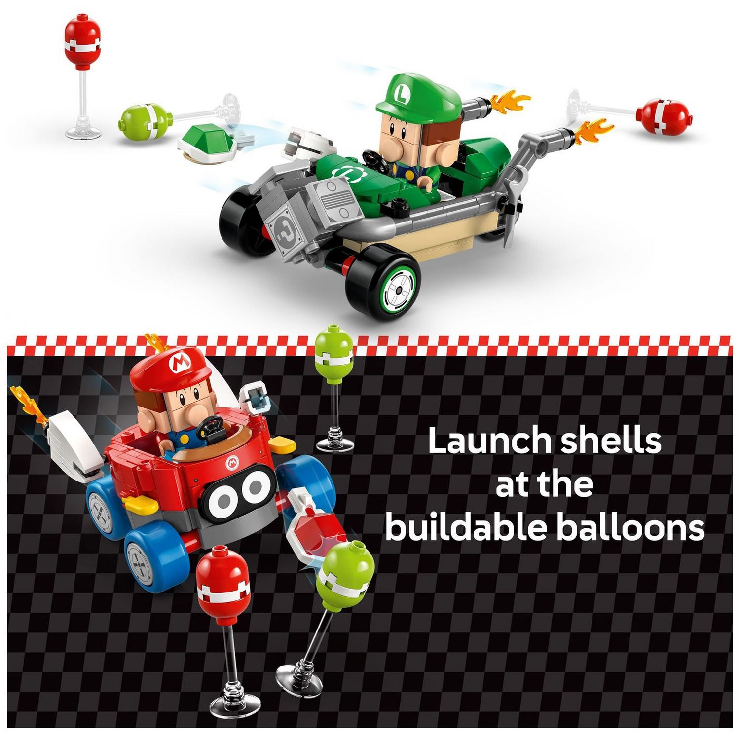 LEGO Super Mario Kart playset Baby Mario vs Baby Luigi - British product