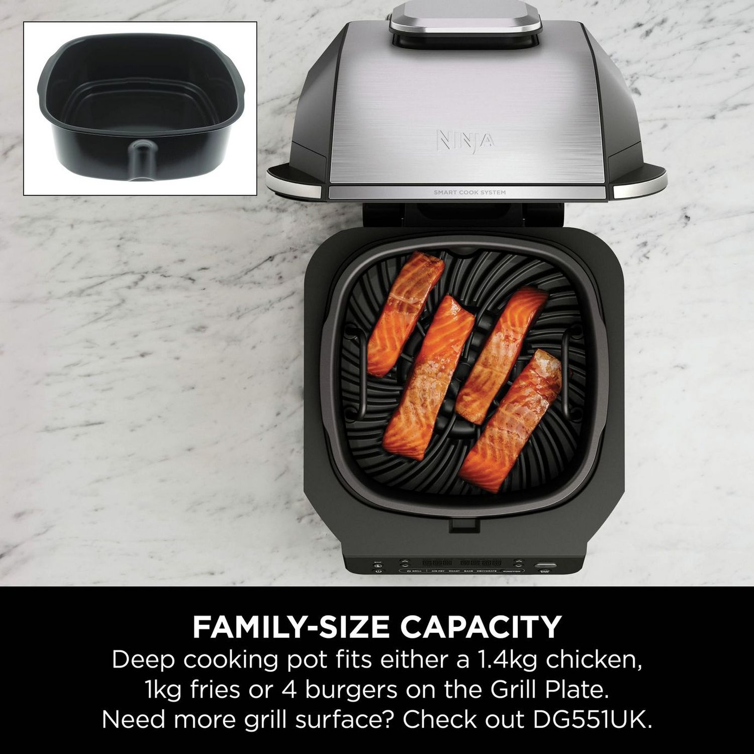 Ninja air fryer grill 5-in-1 EG351UK 5.7L, imported from the UK