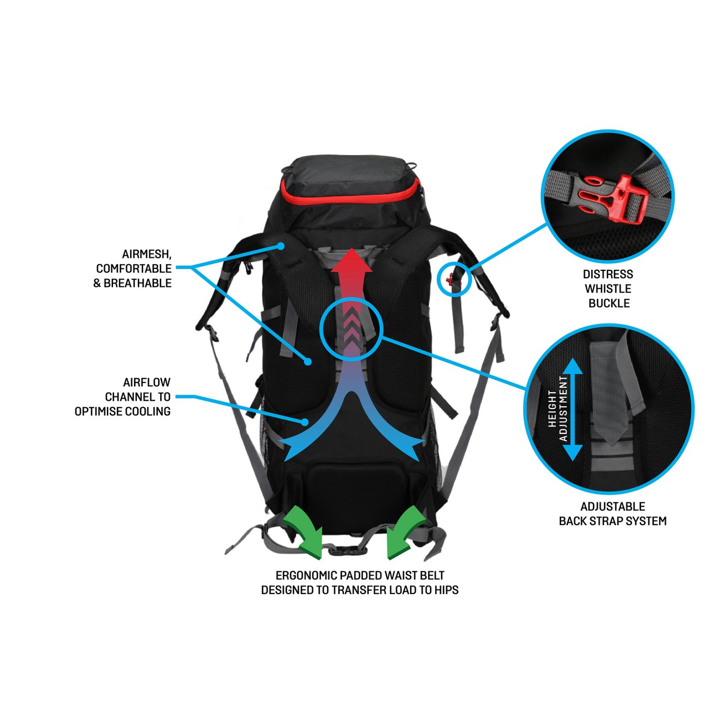 Pro Action backpack black 65L (British brand)