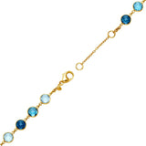Blue topaz round cut bracelet in 14ct yellow gold (British brand)