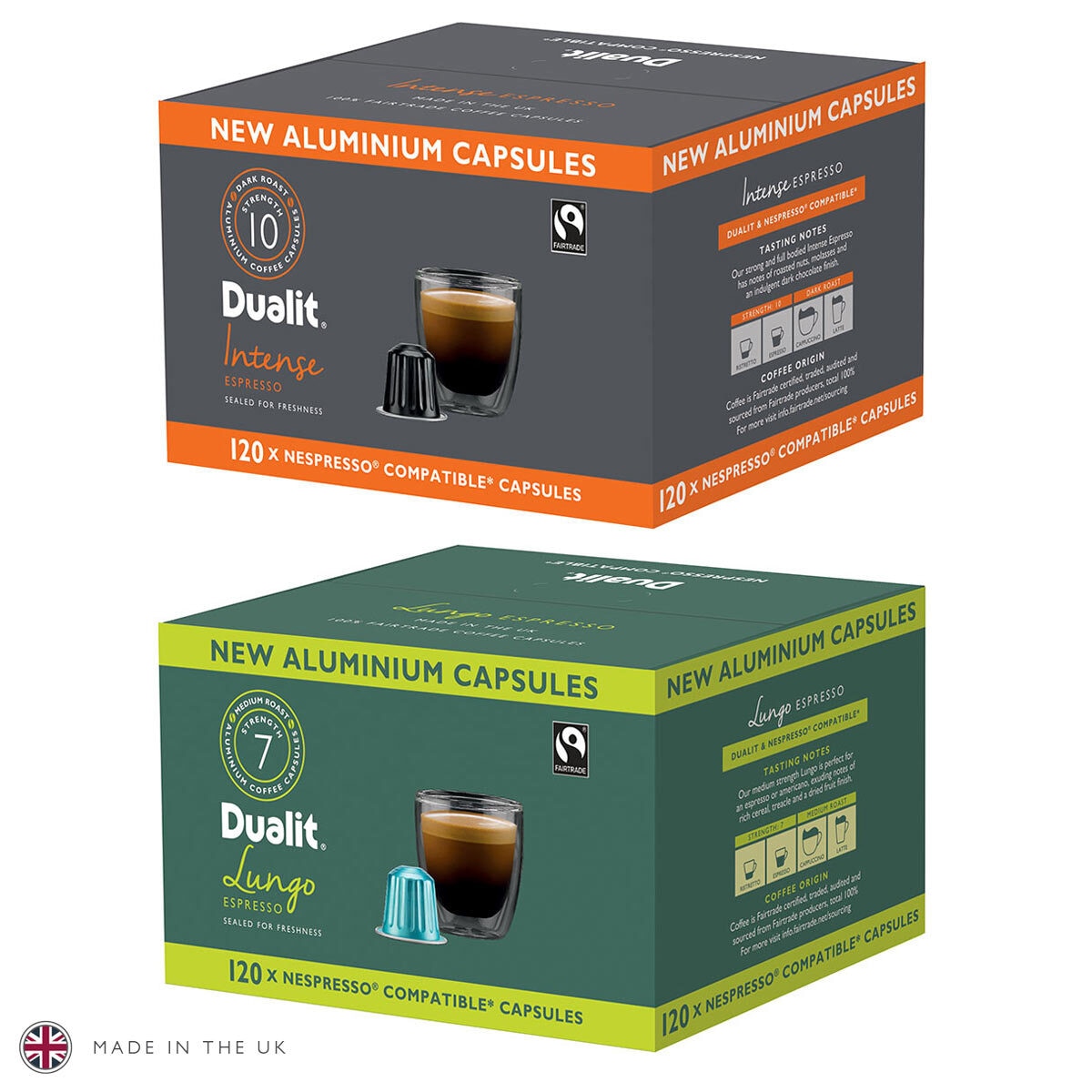 Dualit coffee capsules intense and lungo 120 servings - British product