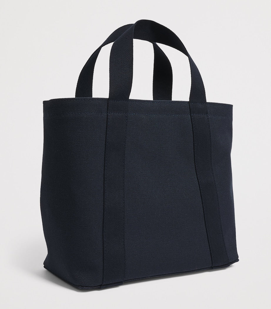 Harrods small cotton canvas tote bag with rosette brooch, imported from the UK