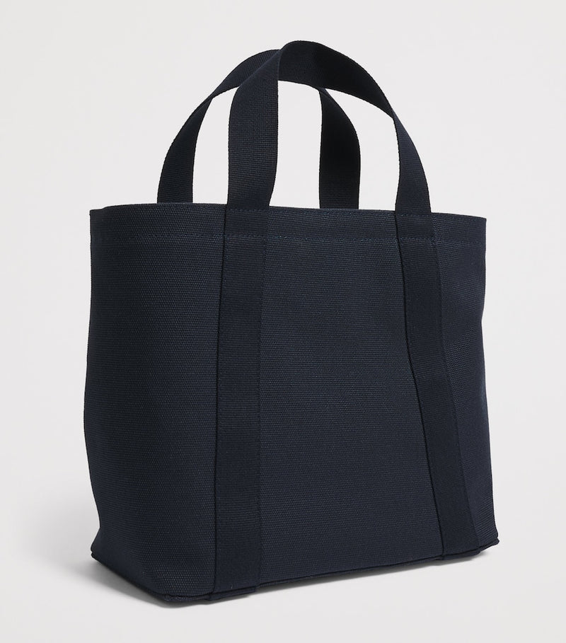 Harrods small cotton canvas tote bag with rosette brooch, imported from the UK