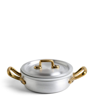 Harrods Mini Pan Set with Brushed Aluminium Pot and Removable Porcelain Bowl, 12cm- Buy online at McGrocer