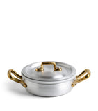 Marcato mini pan set with brushed aluminium pot and gold-tone handle, 12cm, imported from the UK