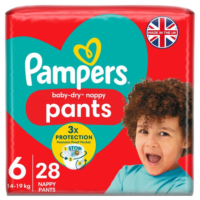 Pampers Baby-Dry Nappy Pants Size 6 (15kg+) Essential Pack   28 per pack GOODS M&S   