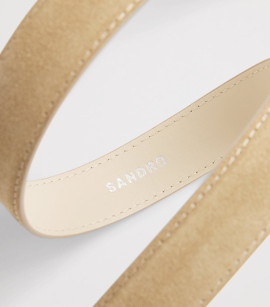 Sandro Paris suede belt with silver buckle, UK version