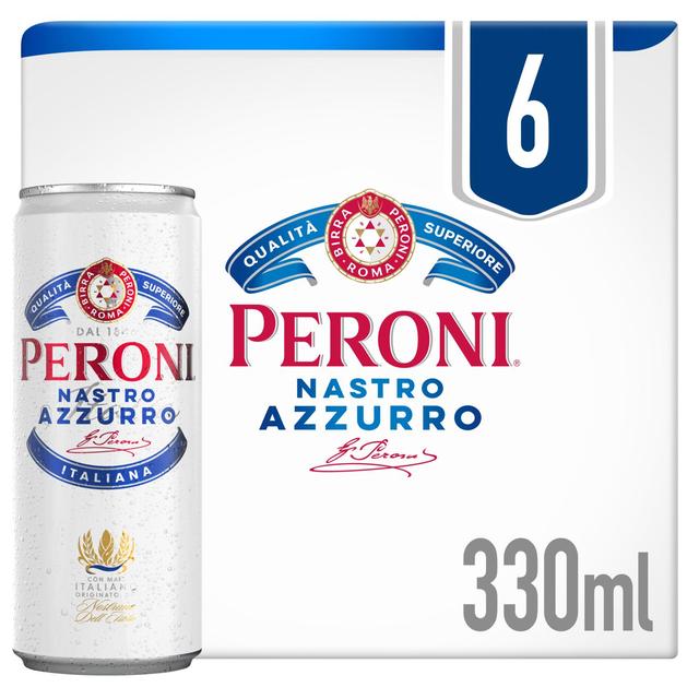 Peroni Nastro Azzurro Beer Lager Cans   6 x 330ml GOODS M&S   