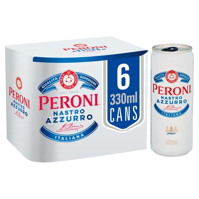 Peroni Nastro Azzurro Beer Lager Cans   6 x 330ml GOODS M&S   