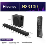 Hisense HS3100 3.1ch soundbar with wireless subwoofer, UK version