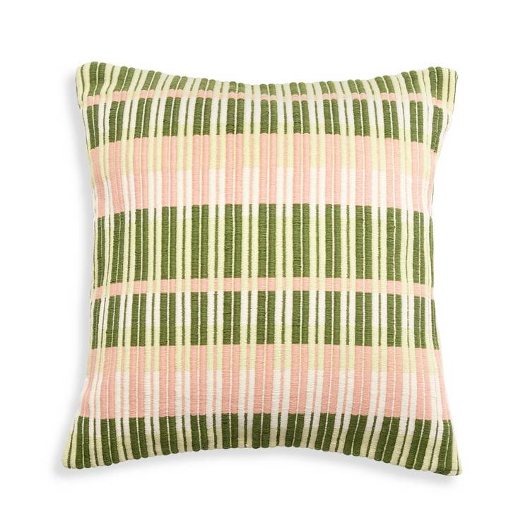 Habitat woven stripe cushion green 43x43cm - British product