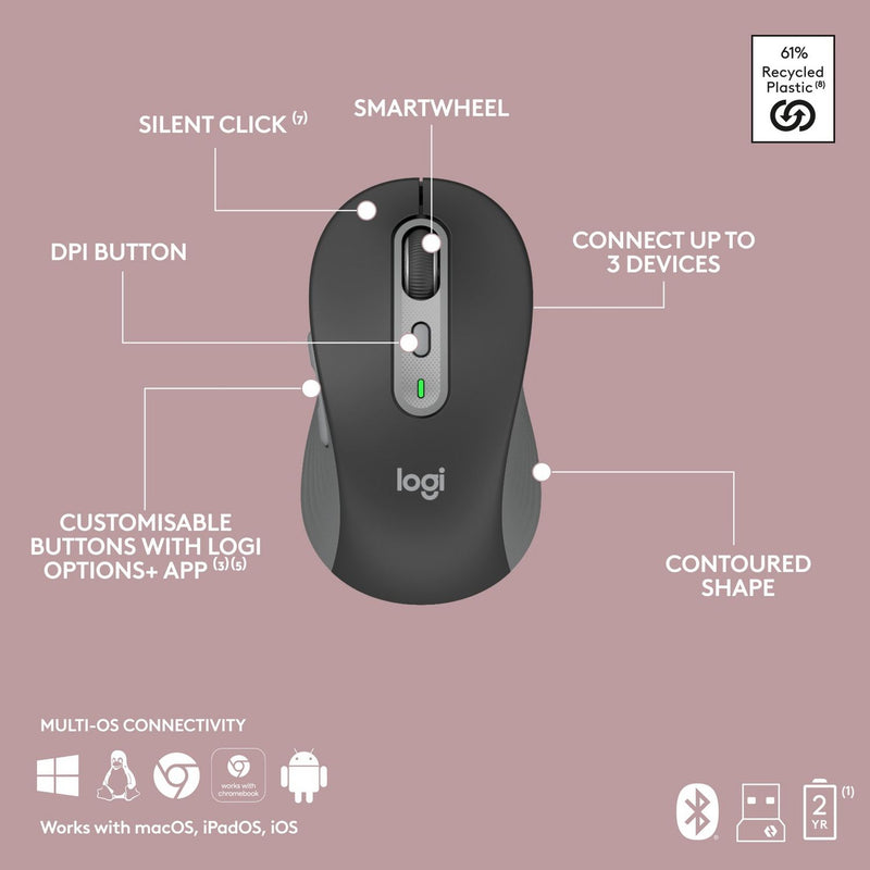 Logitech MK950 Signature Slim keyboard and mouse Graphite, UK version