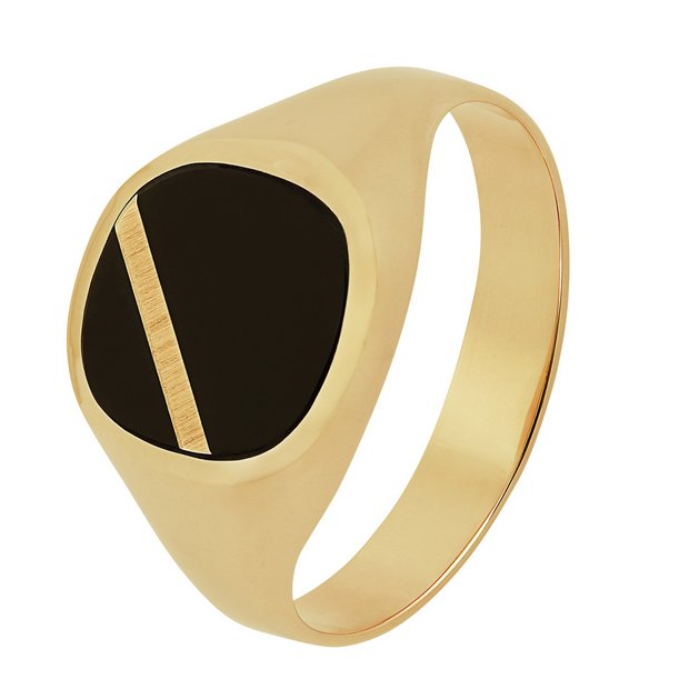 Revere signet ring 9ct gold onyx stripe (British brand)