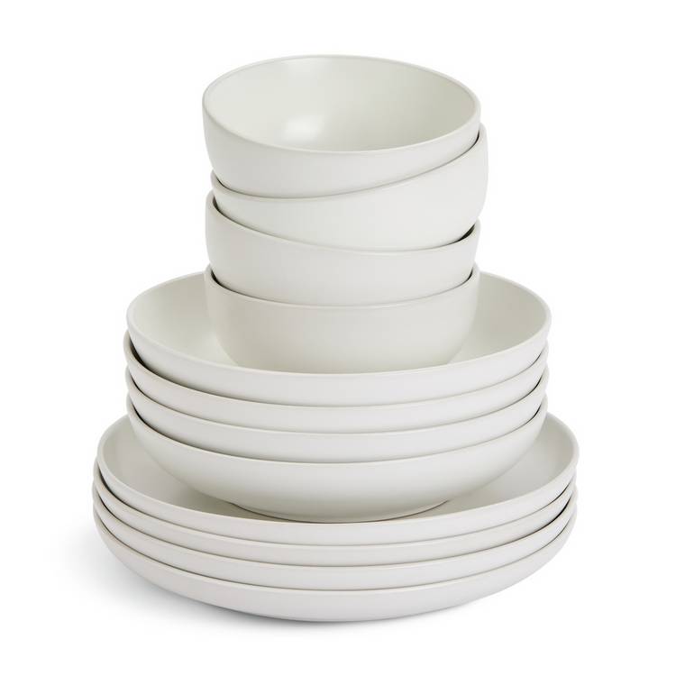 Habitat stoneware dinner set matte white 12 piece - British product