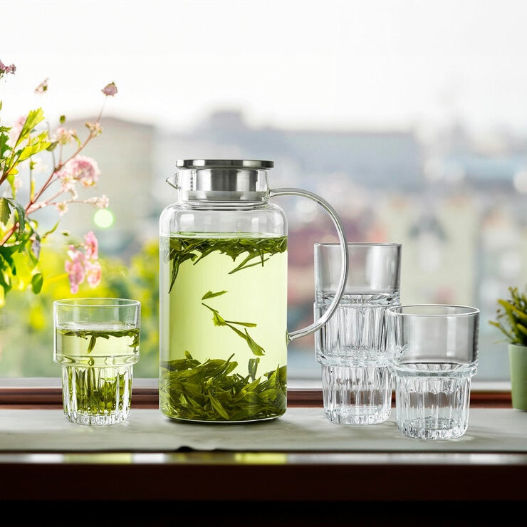 King Crystal pitcher and glass set, 5 piece, UK version